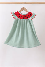 Green Watermelon Stripe Smocked Embroidered Seersucker Dress - ARIA KIDS