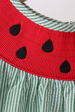 Green Watermelon Stripe Smocked Embroidered Seersucker Dress - ARIA KIDS