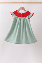 Green Watermelon Stripe Smocked Embroidered Seersucker Dress - ARIA KIDS