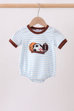 Blue Sports Ball Stripe Applique Knit Bubble - ARIA KIDS