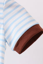 Blue Sports Ball Stripe Applique Knit Bubble - ARIA KIDS