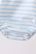 Blue Sports Ball Stripe Applique Knit Bubble - ARIA KIDS
