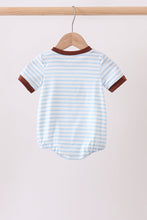 Blue Sports Ball Stripe Applique Knit Bubble - ARIA KIDS