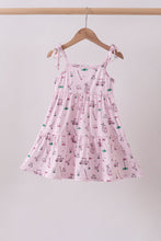 Pink golf print tiered dress - ARIA KIDS