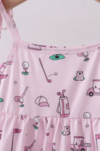 Pink golf print tiered dress - ARIA KIDS