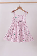 Pink golf print tiered dress - ARIA KIDS