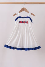 Navy bow applique ruffle dress - ARIA KIDS