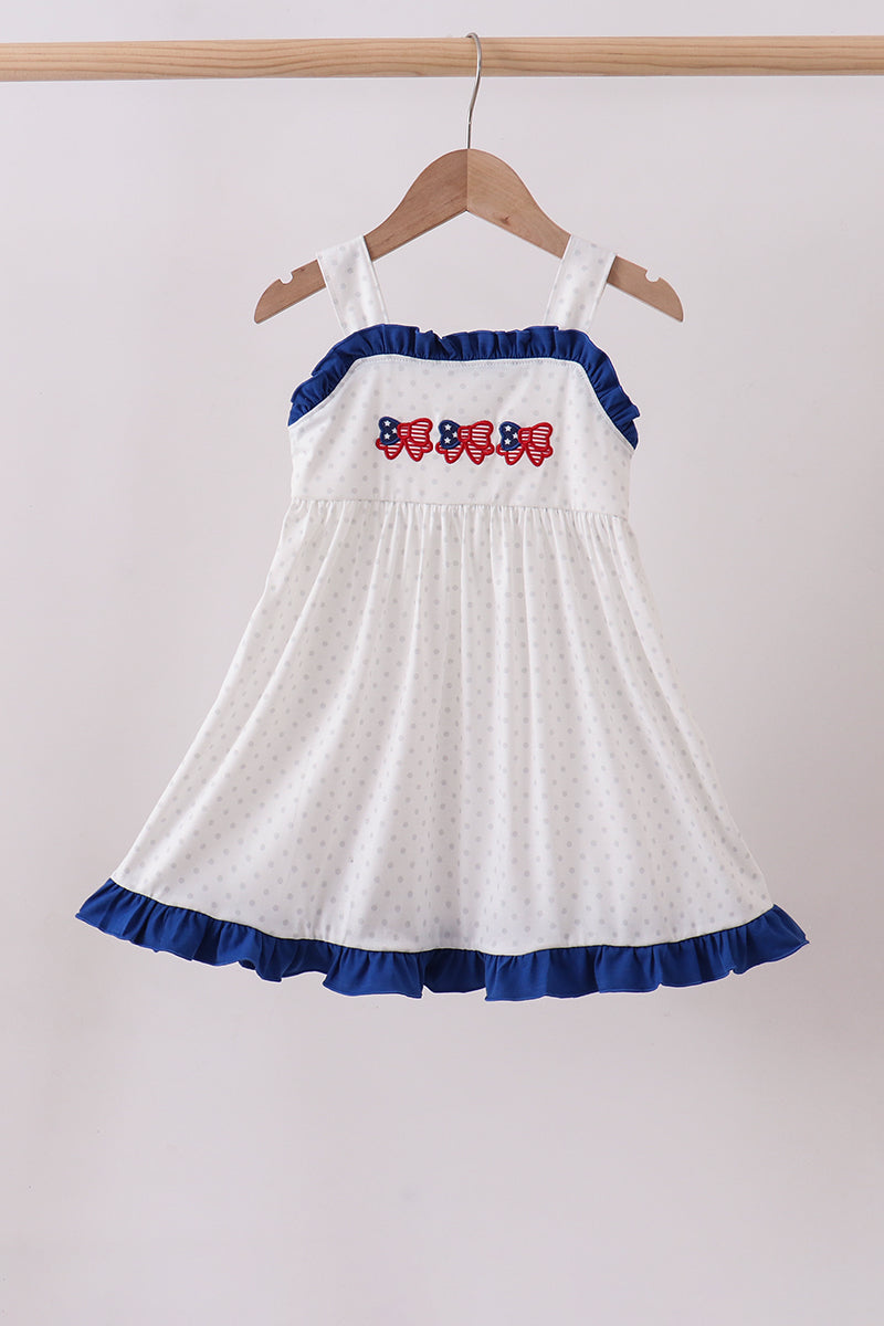 Navy bow applique ruffle dress - ARIA KIDS
