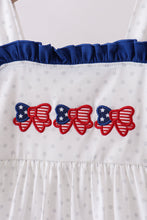 Navy bow applique ruffle dress - ARIA KIDS