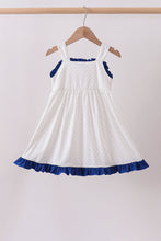 Navy bow applique ruffle dress - ARIA KIDS