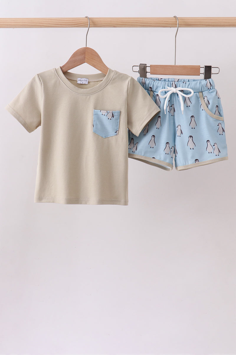 Penguin print shorts set - ARIA KIDS