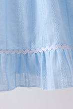Blue Bow Smocked Embroidered Jacquard Dress - ARIA KIDS