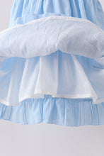 Blue Bow Smocked Embroidered Jacquard Dress - ARIA KIDS