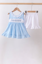 Blue Bow Smocked Embroidered Jacquard Set - ARIA KIDS