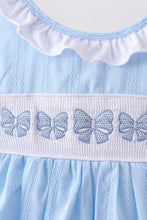 Blue Bow Smocked Embroidered Jacquard Set - ARIA KIDS