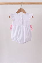 White Bow Smocked Jacquard Bubble - ARIA KIDS