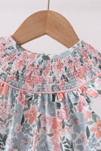 Pink Floral Smocked Knit Bubble - ARIA KIDS