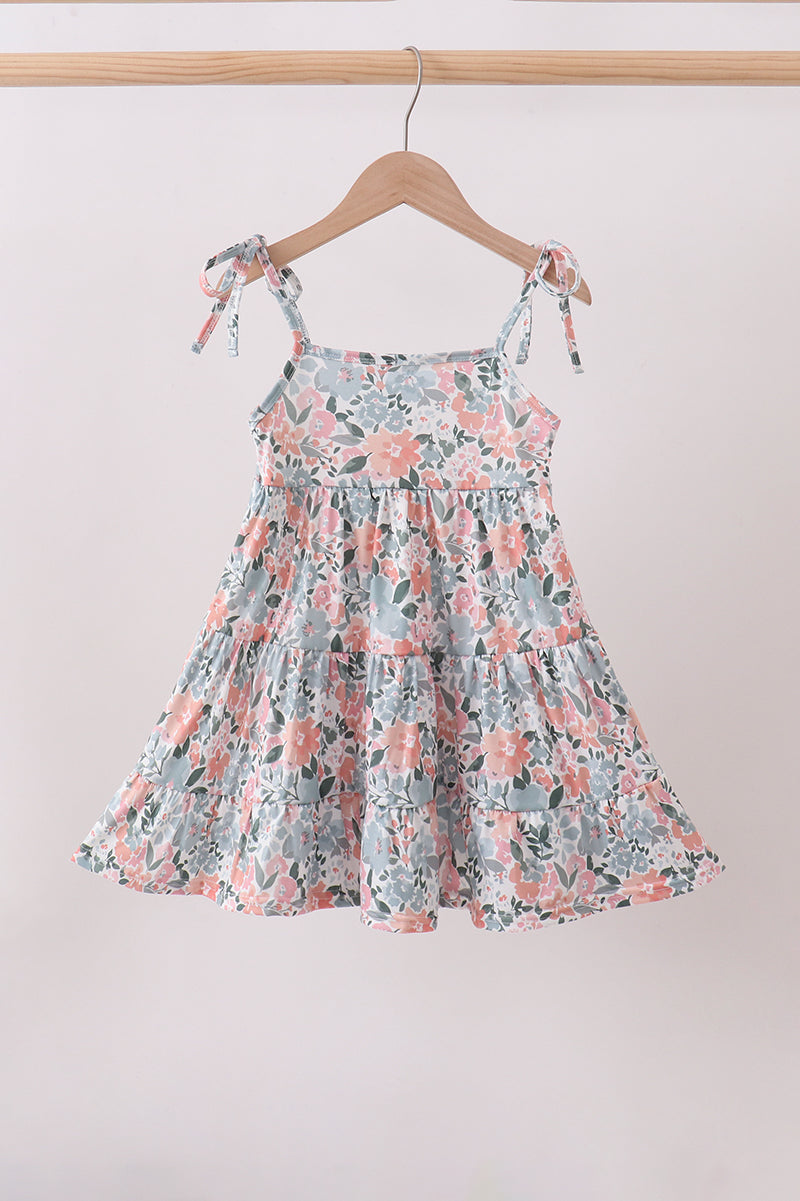 Pink Floral tiered Dress - ARIA KIDS