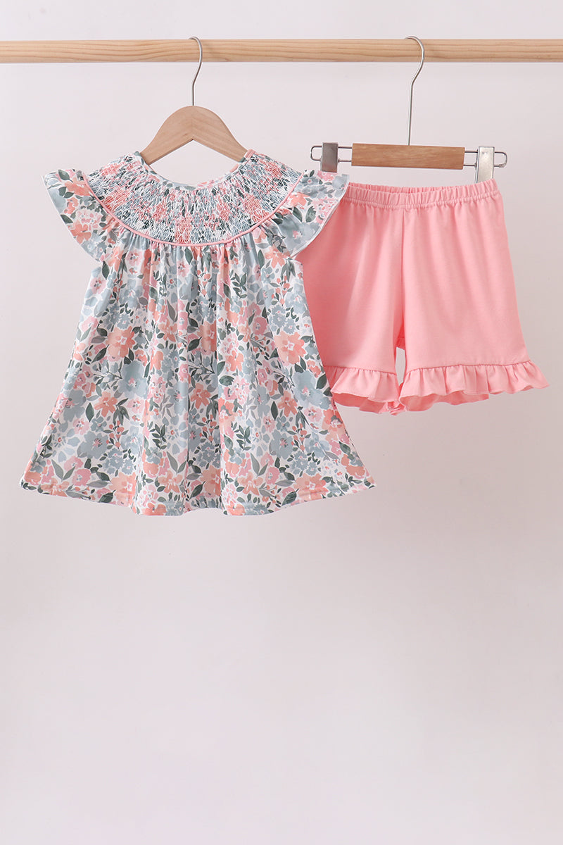 Pink Floral Smocked Set - ARIA KIDS