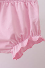 Pink stripe seersucker strawberry smocked bloomer set - ARIA KIDS
