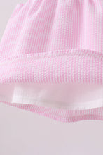 Pink stripe seersucker strawberry smocked bloomer set - ARIA KIDS