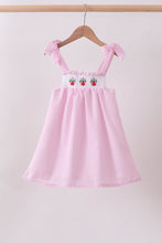 Pink stripe seersucker strawberry smocked dress - ARIA KIDS