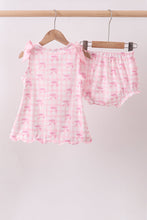 Pink bow print scalloped bloomer set - ARIA KIDS
