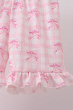 Pink bow print scalloped ruffle shorts set - ARIA KIDS