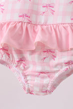 Pink bow print ruffle one-piece swimsuit - ARIA KIDS