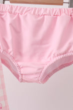 Pink bow print ruffle zipper 2pc swimsuit - ARIA KIDS