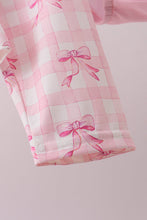 Pink bow print ruffle zipper 2pc swimsuit - ARIA KIDS