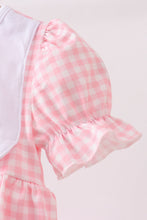 Pink Gingham Animal Embroidered Bubble - ARIA KIDS