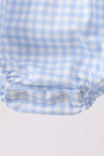 Blue Gingham Animal Embroidered Bubble - ARIA KIDS