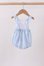 Blue Gingham Animal Embroidered Bubble - ARIA KIDS