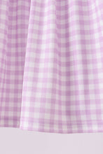 Purple floral embroidery gingham ruffle shorts set - ARIA KIDS