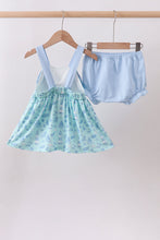 Blue beach print bow bloomer set - ARIA KIDS