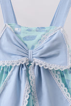 Blue beach print bow ruffle dress - ARIA KIDS