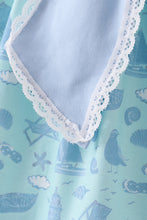 Blue beach print bow ruffle dress - ARIA KIDS