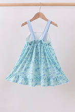 Blue beach print bow ruffle dress - ARIA KIDS