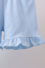 Blue beach print bow ruffle shorts set - ARIA KIDS