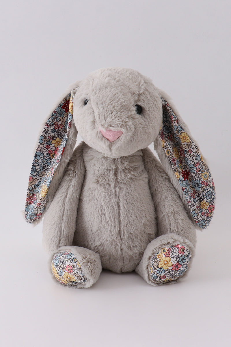 Grey floral plush bunny - ARIA KIDS