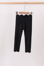 Black Scalloped Yoga Active Leggings - ARIA KIDS