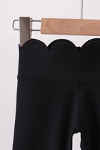 Black Scalloped Yoga Active Leggings - ARIA KIDS