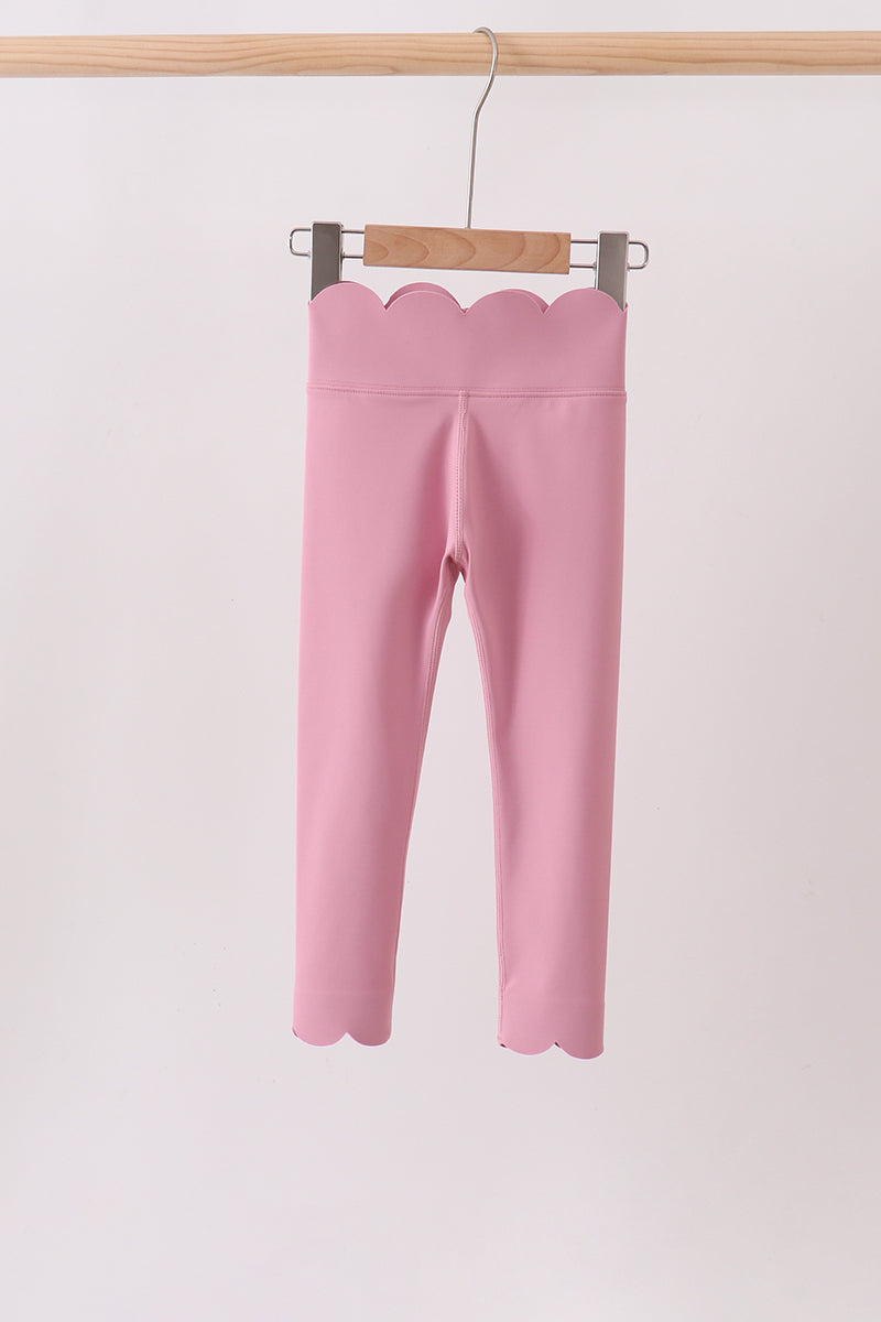 Lilac Scalloped Yoga Active Leggings - ARIA KIDS