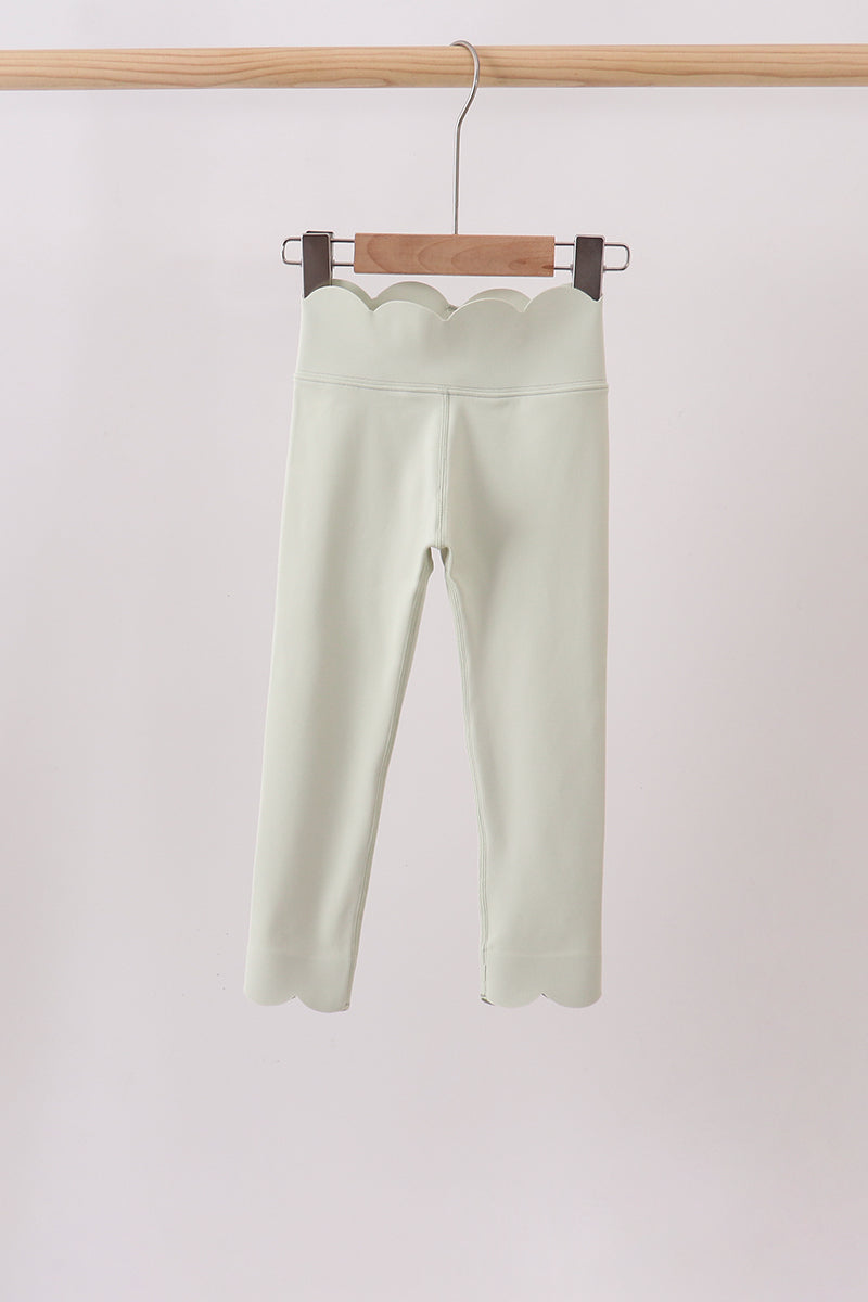 Green Scalloped Yoga Active Leggings - ARIA KIDS