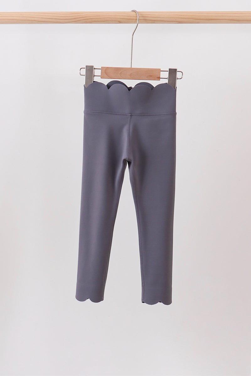 Gray Scalloped Yoga Active Leggings - ARIA KIDS