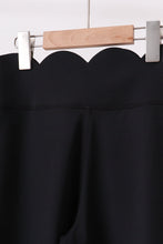 Black Scalloped Mom Yoga Active Leggings - ARIA KIDS