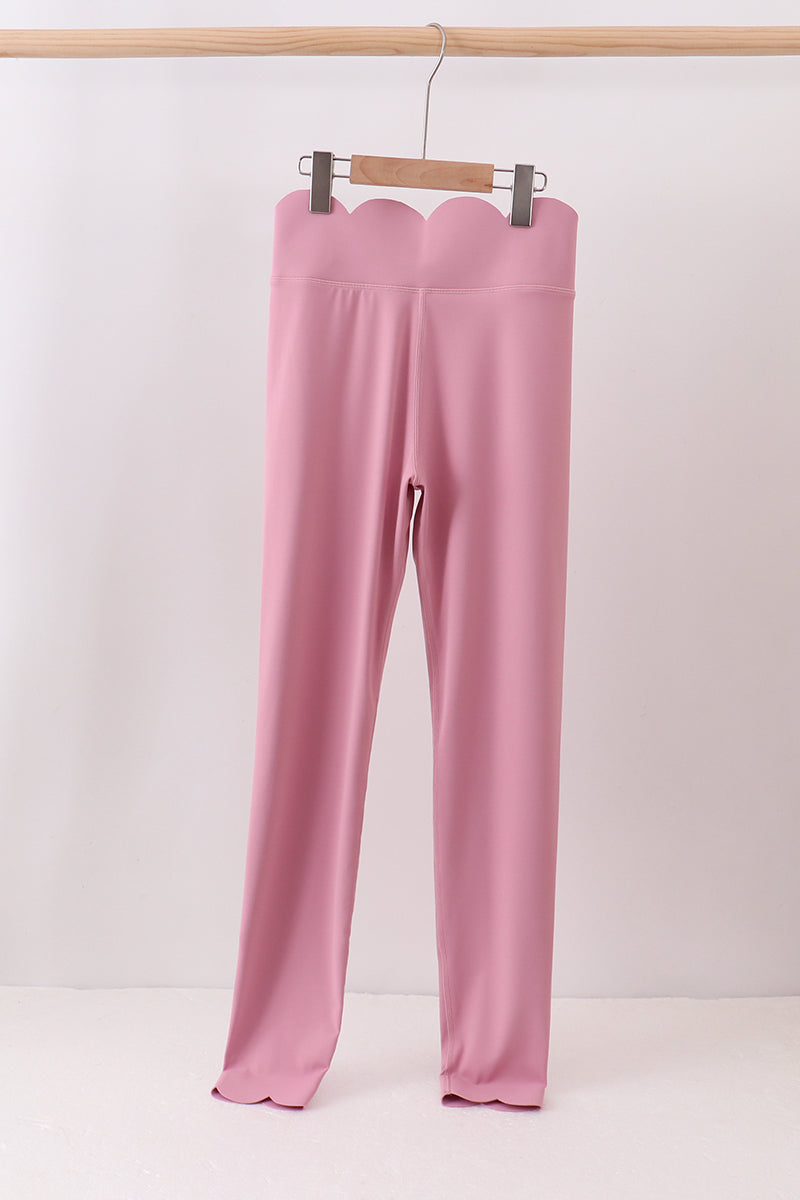 Lilac Scalloped Mom Yoga Active Leggings - ARIA KIDS