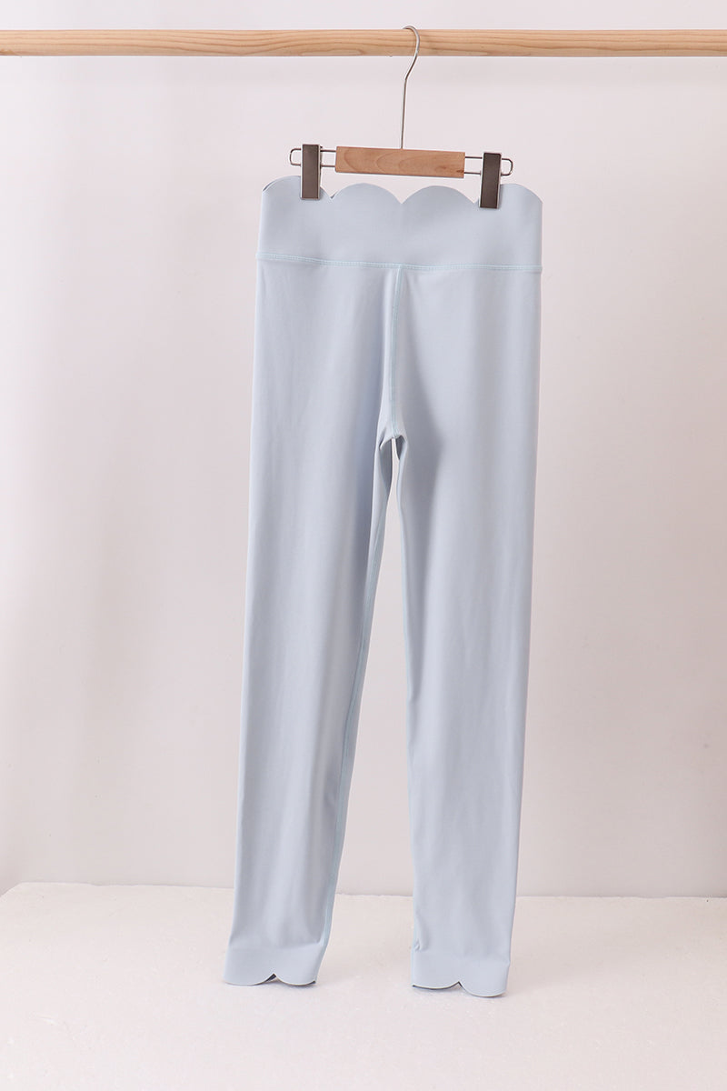 Blue Scalloped Mom Yoga Active Leggings - ARIA KIDS