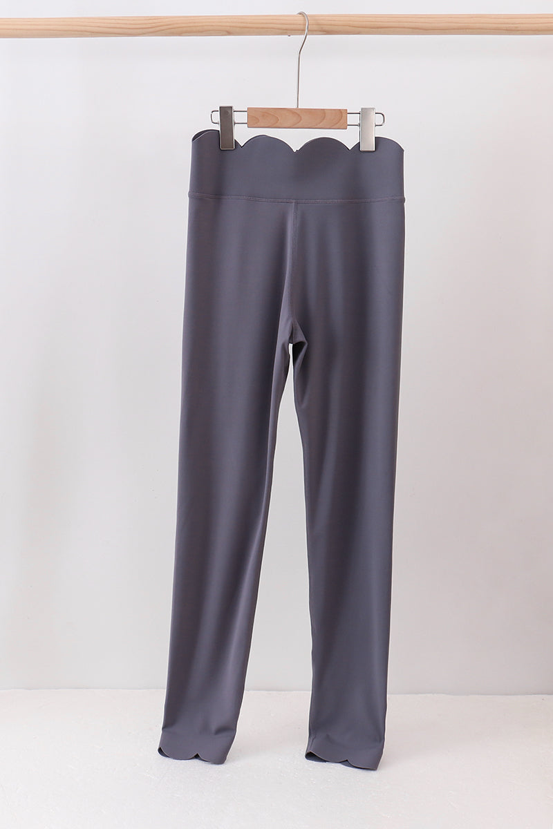 Gray Scalloped Mom Yoga Active Leggings - ARIA KIDS